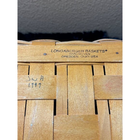Longaberger Basket 1999 Hand Woven Classic Basket Double Swing Handles  8"Tall - Picture 7 of 8